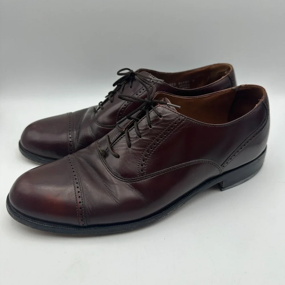 Bostonian Classics Oxford Mens 10 Burgundy Leather Cap Toe Brogue 20352